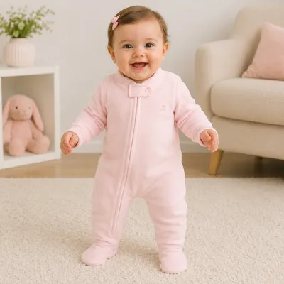 Macacão Longo Bebê Junkes Em Fleece Estampa Laços