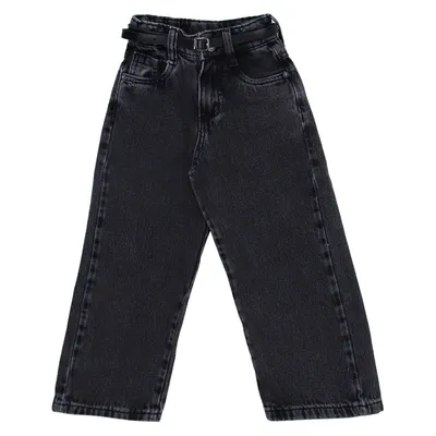 Calça Jeans Juvenil Frommer Black Wide Leg Com Cinto
