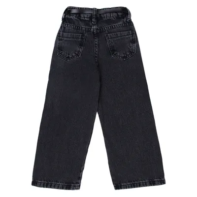 Calça Jeans Juvenil Frommer Black Wide Leg Com Cinto