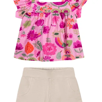 Conjunto Infantil Elian Blusa Estampas Diversas e Short