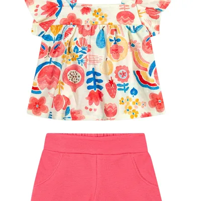 Conjunto Infantil Elian Blusa Estampas Diversas e Short