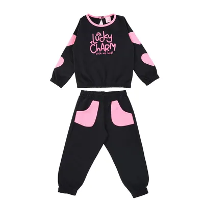 Conjunto Color Mini Blusão Com Detalhe + Calça Em Moletom