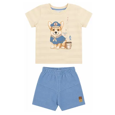Conjunto Bebê Angero Camiseta Estampa Cachorro e Bermuda Conjunto Bebê Angero Camiseta Estampa Cachorro e Bermuda