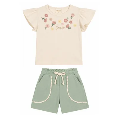 Conjunto Infantil Angero Blusa Estampa Flor e Short Conjunto Infantil Angero Blusa Estampa Flor e Short