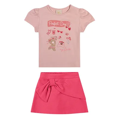 Conjunto Infantil Angerô Blusa Estampa Ursa e Short Saia Conjunto Infantil Angerô Blusa Estampa Ursa e Short Saia