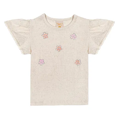 Blusa Infantil Angerô Estampa Flor Aplique Strass