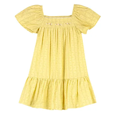 Vestido Infantil Angerô Manga Curta Bordado Flores