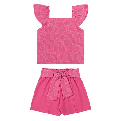Conjunto Infantil Angerô Blusa Aplique Glitter e Short Conjunto Infantil Angerô Blusa Aplique Glitter e Short