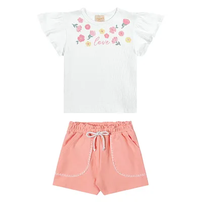 Conjunto Juvenil Angerô Blusa Estampa Flor e Short