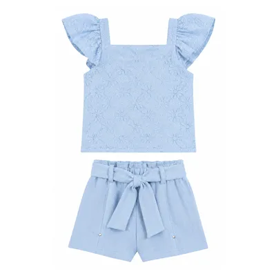 Conjunto Infantil Angerô Blusa Aplique Glitter e Short