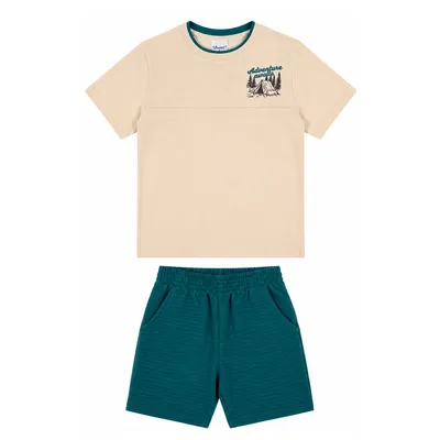 Conjunto Infantil Angerô Camiseta Estampa Adventure e Bermuda Conjunto Infantil Angerô Camiseta Estampa Adventure e Bermuda
