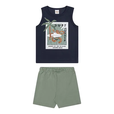 Conjunto Infantil Elian Regata Estampas Sortidas e Bermuda
