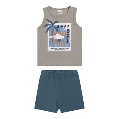 Conjunto Infantil Elian Regata Estampas Sortidas e Bermuda