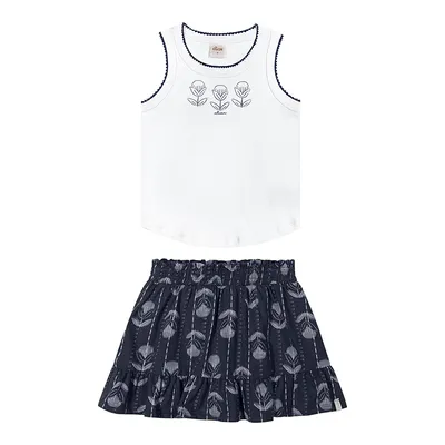Conjunto Infantil Elian Regata Estampa Flor E Short Saia