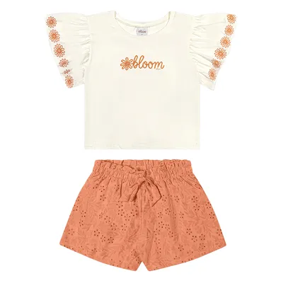 Conjunto Infantil Elian Blusa Estampa Flor Bloom E Short Conjunto Infantil Elian Blusa Estampa Flor Bloom E Short