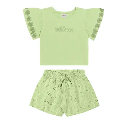 Conjunto Infantil Elian Blusa Estampa Flor Bloom E Short