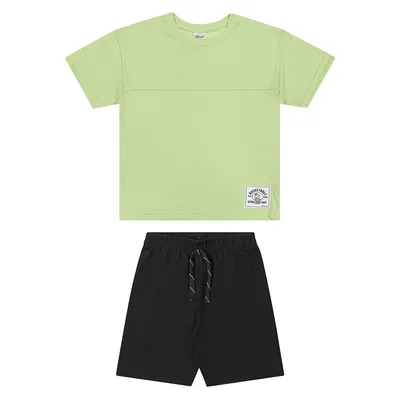 Conjunto Infantil Elian Camiseta Malha Texturizada e Bermuda