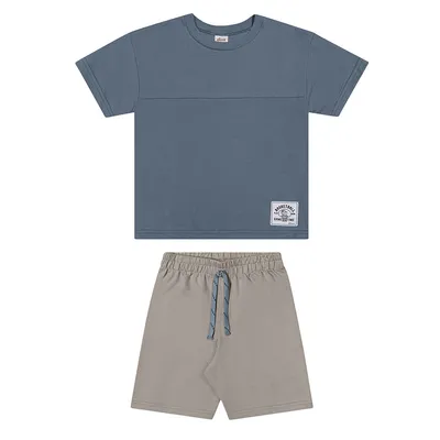Conjunto Infantil Elian Camiseta Malha Texturizada e Bermuda