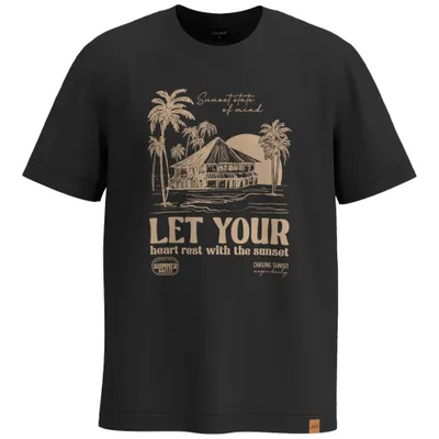 Camiseta Juvenil Elian Beats Manga Curta Estampa Coqueiros