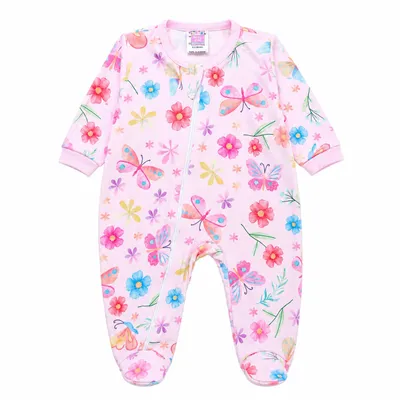 Macacão Longo Bebê Din Don Estampa Floral
