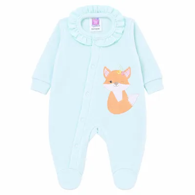 Macacão Longo Bebê Din Don Plush Bordado Raposa