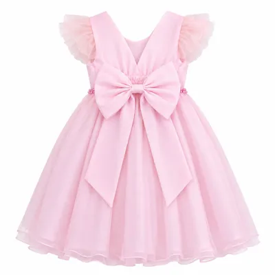 Vestido Tule Infantil D-Luxe Cavado Aplique Strass