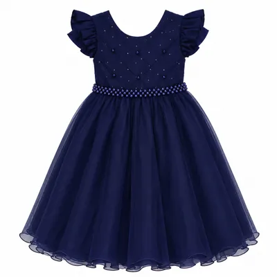 Vestido Tule Infantil D-Luxe Pala Nervura com Pérolas
