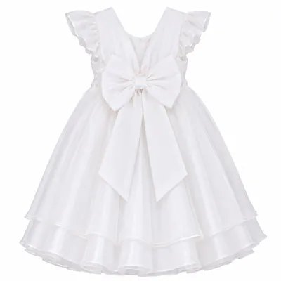 Vestido Tule Infantil D-Luxe Franzido Aplique Borboletas