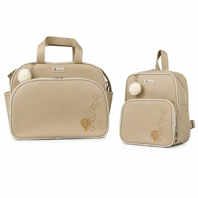 Bolsa Infantil Mappyng Bordado Balão E Pompom 2 Peças