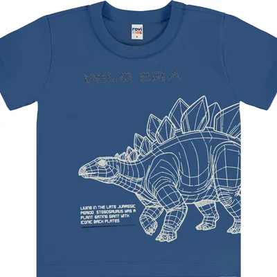 Camiseta Infantil Rovi Kids Manga Curta Estampa Dinossauro