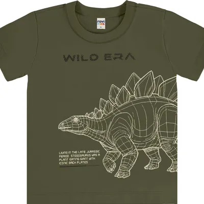 Camiseta Infantil Rovi Kids Manga Curta Estampa Dinossauro