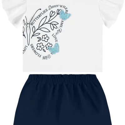 Conjunto Infantil Rovi Kids Blusa Estampa Butterfly E Saia Lisa