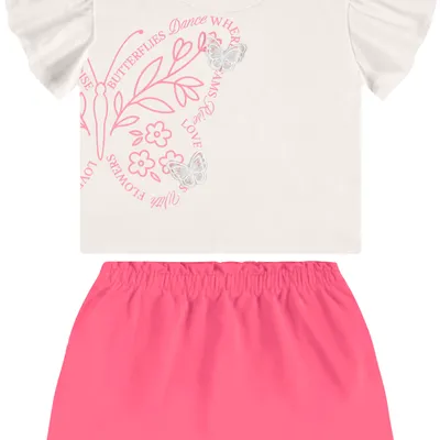 Conjunto Infantil Rovi Kids Blusa Estampa Butterfly E Saia Lisa