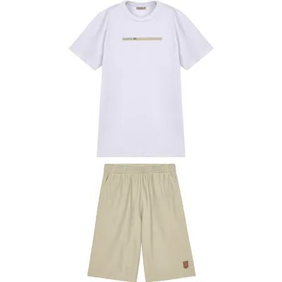 Conjunto Juvenil Lamon Camiseta Marca Em Gel E Bermuda