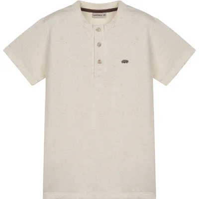 Camiseta Infantil Lamon Manga Curta 3 Botões Linho