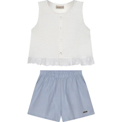 Conjunto Infantil Lamon Blusa Cavada Bordado Ingles E Short
