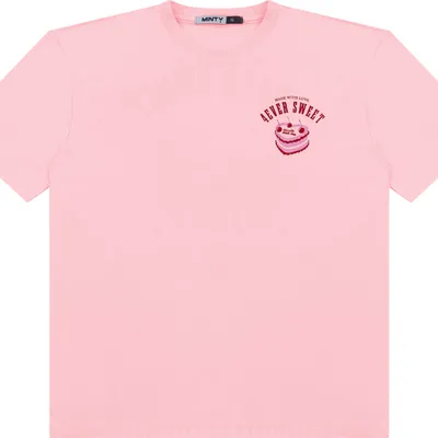 Blusa Juvenil Minty Manga Curta Estampa Bolo Costas
