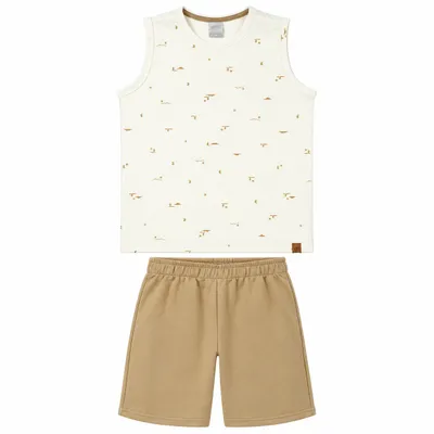 Conjunto Infantil Alakazoo Regata Estampa Cactus E Bermuda