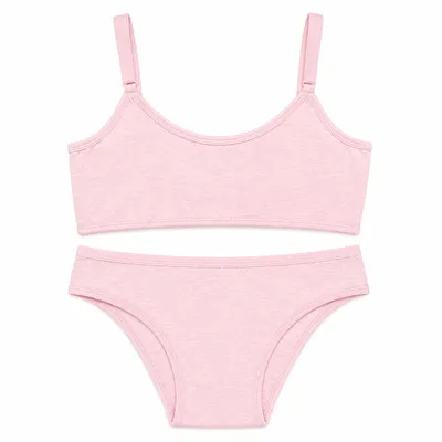 Conjunto Calcinha Pequena Flor E Top Teen Liso