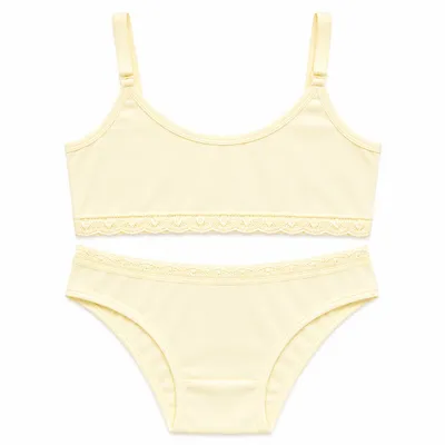 Conjunto Juvenil Pequena Flor Top Liso E Calcinha