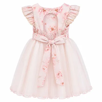 Vestido Infantil Pupila Cavado Tule Pala Flor Com Cinto