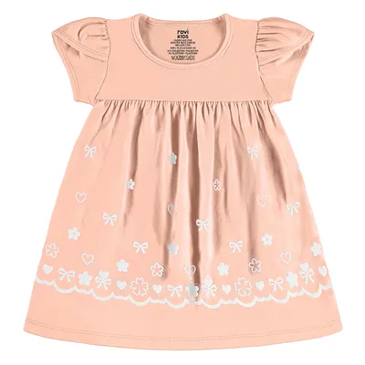 Vestido Bebê Rovi Kids Manga Curta Estampa Flores e Corações Vestido Bebê Rovi Kids Manga Curta Estampa Flores e Corações