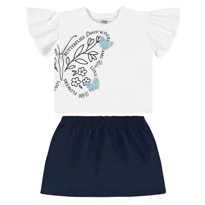 Conjunto Infantil Rovi Kids Blusa Estampa Butterfly E Saia Lisa Conjunto Infantil Rovi Kids Blusa Estampa Butterfly E Saia Lisa