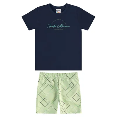 Conjunto Infantil Rovi Kids Camiseta Estampada E Bermuda