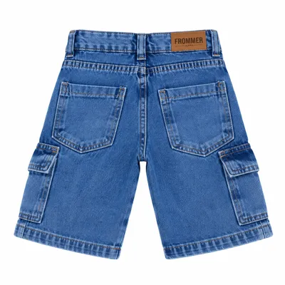 Bermuda Jeans Infantil Frommer Bolso Cargo Com Lapela