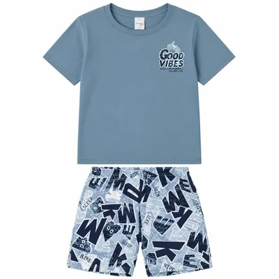 Pijama Curto Juvenil Malwee Masculino Estampa Good Vibe