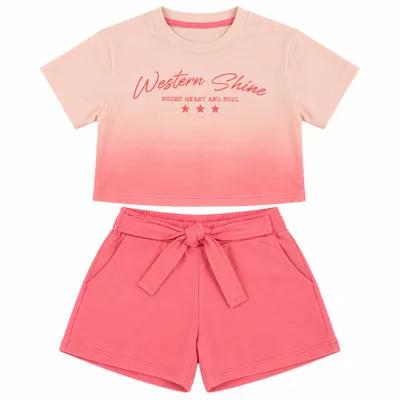 Conjunto Juvenil Blusa Cropped Estampa Westen Shine e Short