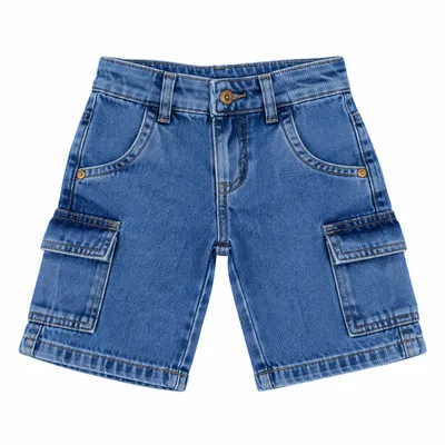 Bermuda Jeans Infantil Frommer Bolso Cargo Com Lapela