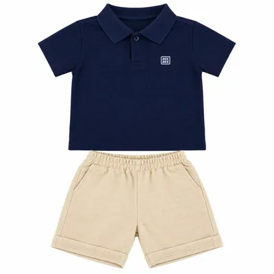 Conjunto Infantil Rei Rex Camiseta Gola Polo e Bermuda