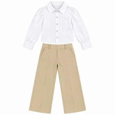 Conjunto Infantil Kiki Blusa Manga Longa Nervura e Calça